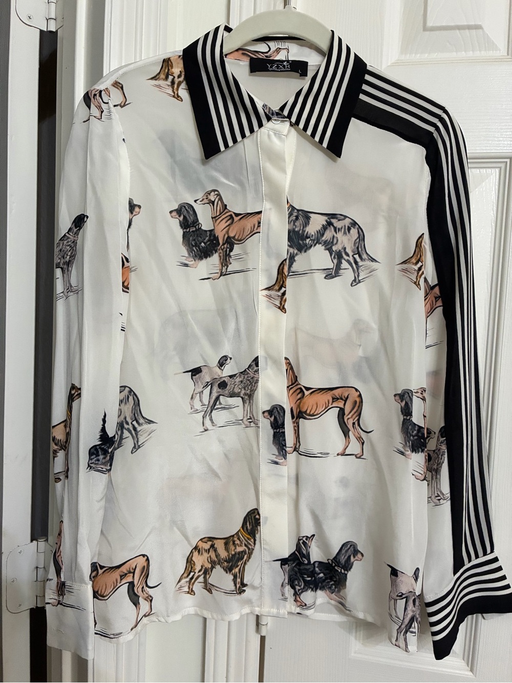 Silk Dog Print Shirt Crazy Rich Asians Inspired